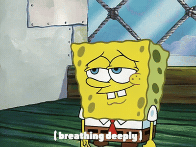A Cartoon Of Spongebob Saying Breathing Deeply In Front Of A Window GIF