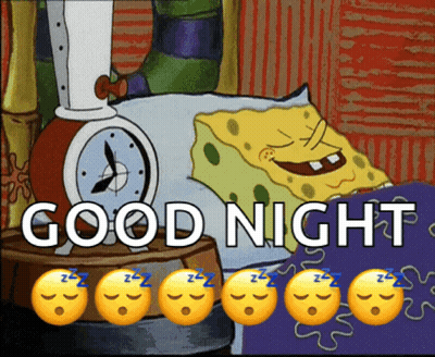 A Cartoon Of Spongebob Saying Good Night With Smiley Faces GIF