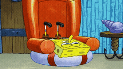 A Cartoon Of Spongebob Sitting In A Chair With His Eyes Closed GIF