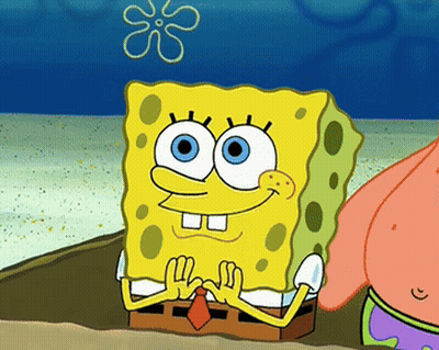 A Cartoon Of Spongebob Sitting Next To Patrick Star GIF