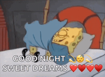 A Cartoon Of Spongebob Sleeping With The Words Good Night Sweet Dreams Below Him GIF