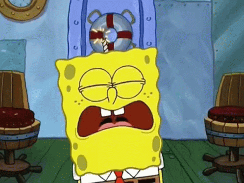 A Cartoon Of Spongebob Squarepants Holding A Life Preserver On Top Of His Head . GIF