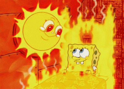 A Cartoon Of Spongebob Squarepants Laying In A Bed With A Sun Behind Him . GIF