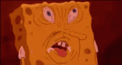 A Cartoon Of Spongebob Squarepants Making A Funny Face With His Mouth Open And His Eyes Closed . GIF