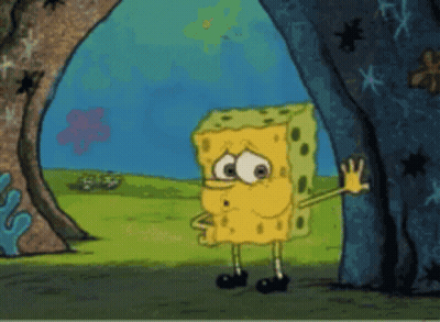 A Cartoon Of Spongebob Squarepants Standing In A Cave GIF