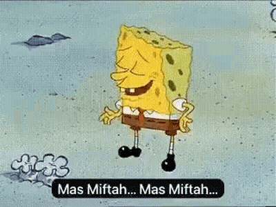 A Cartoon Of Spongebob Squarepants Standing In The Sand With His Eyes Closed And Smiling . GIF
