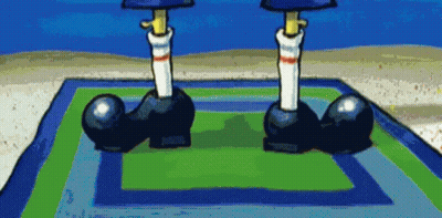 A Cartoon Of Spongebob Squarepants Standing On A Rug On A Beach . GIF