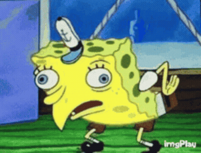 A Cartoon Of Spongebob Squarepants With A Shocked Look On His Face And A Hat On His Head . GIF