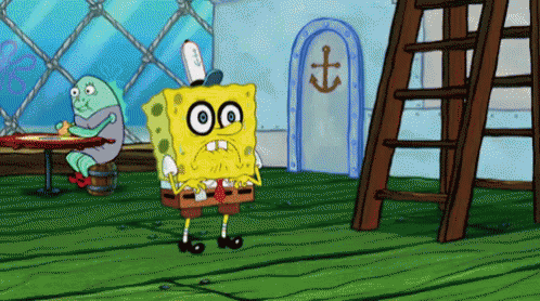 A Cartoon Of Spongebob Standing In Front Of An Anchor GIF