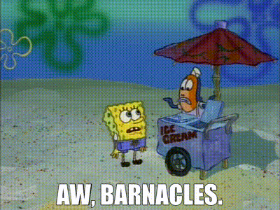 A Cartoon Of Spongebob Standing Next To A Cart That Says Ice Cream GIF