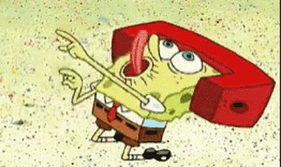 A Cartoon Of Spongebob Talking On A Red Telephone GIF