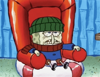 A Cartoon Of Spongebob Wearing A Hat And Scarf GIF