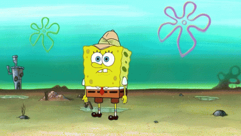 A Cartoon Of Spongebob Wearing A Hat With A Flower In The Background GIF