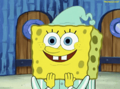 A Cartoon Of Spongebob Wearing A Sleep Hat And Smiling GIF