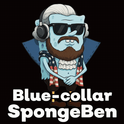 A Cartoon Of Spongebob With A Beard Wearing Headphones And Sunglasses GIF