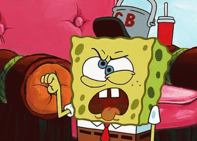 A Cartoon Of Spongebob With A Bucket On His Head That Says Cb GIF