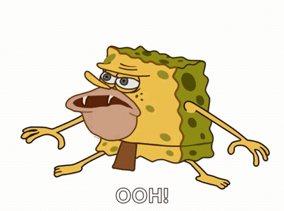 A Cartoon Of Spongebob With A Monkey Face And The Words Ooh Written Below Him GIF