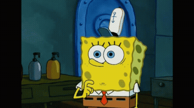 A Cartoon Of Spongebob With A Sponge On His Head GIF