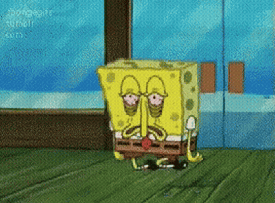 A Cartoon Of Spongebob With Glasses And A Mustache Standing On A Wooden Floor GIF