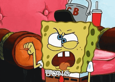 A Cartoon Of Spongebob With The Word Bong On His Belt GIF