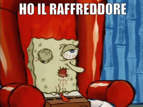 A Cartoon Of Spongebob With The Words Ho Il Raffreddore GIF