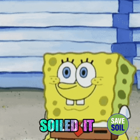 A Cartoon Of Spongebob With The Words " Soiled It " On It GIF