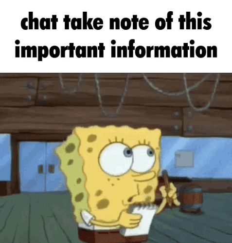 A Cartoon Of Spongebob Writing On A Piece Of Paper With The Words Chat Take Note Of This Important Information GIF