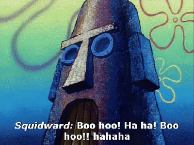 A Cartoon Of Squidward From Spongebob Saying Boo Hoo GIF