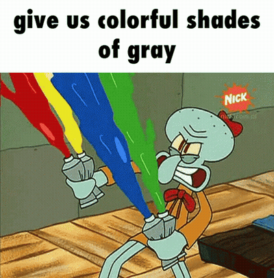 A Cartoon Of Squidward From Spongebob Squarepants Holding A Rainbow Of Paint GIF