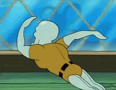 A Cartoon Of Squidward From Spongebob Squarepants Is Doing A Yoga Pose GIF