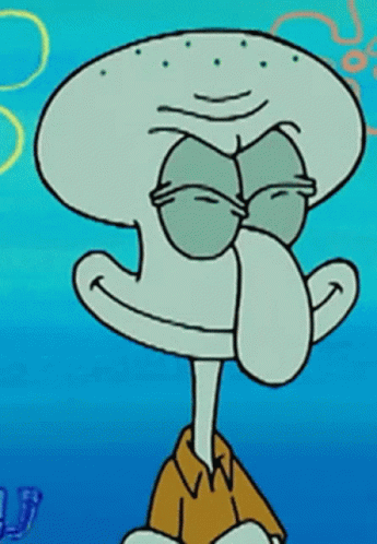 A Cartoon Of Squidward From Spongebob Squarepants Is Smiling GIF