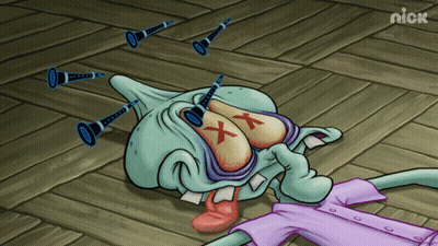 A Cartoon Of Squidward From Spongebob Squarepants Laying On The Floor With A Nick Logo Behind Him GIF