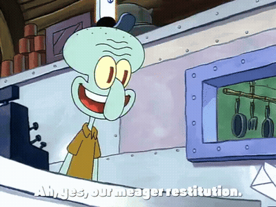A Cartoon Of Squidward From Spongebob Squarepants Says Ah Yes Our Meader Restitution GIF