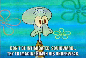 A Cartoon Of Squidward From Spongebob Squarepants With A Flower In The Background GIF