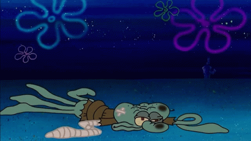 A Cartoon Of Squidward From Spongebob Squarepants With A Worm Sticking Out Of His Mouth GIF