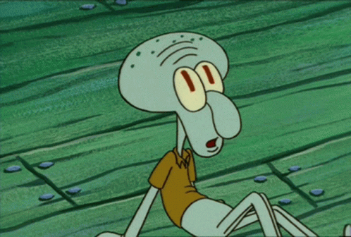 A Cartoon Of Squidward From Spongebob Squarepants With His Tongue Hanging Out GIF