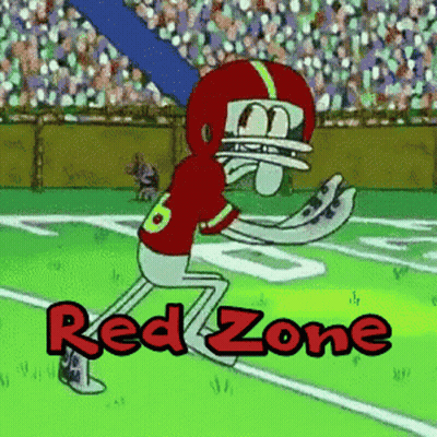 A Cartoon Of Squidward In A Football Uniform With The Words Red Zone Above Him GIF