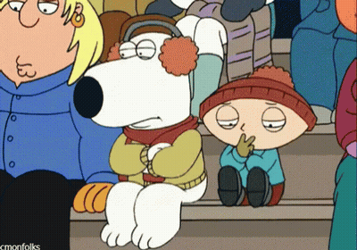 A Cartoon Of Stewie And Brian From Family Guy Sitting On Stairs GIF