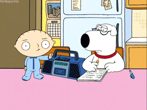 A Cartoon Of Stewie And Brian From The Family Guy Show GIF