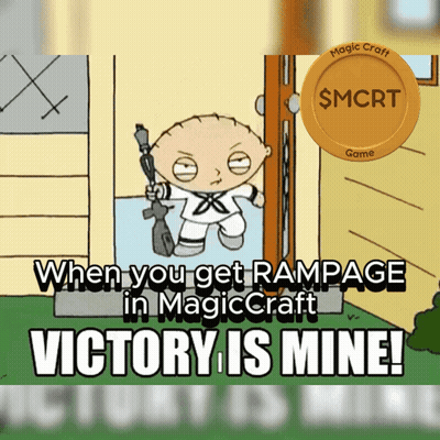 A Cartoon Of Stewie Holding A Gun With The Words Victory Is Mine GIF