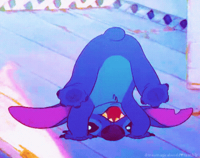A Cartoon Of Stitch Doing A Handstand With The Words Disneymagicalworld Tumblr Below GIF