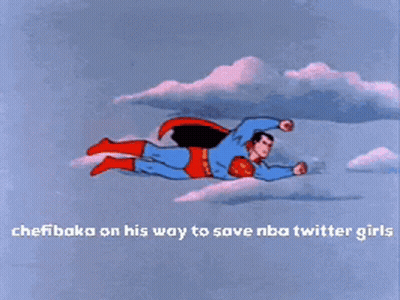 A Cartoon Of Superman Flying Through A Cloudy Sky GIF