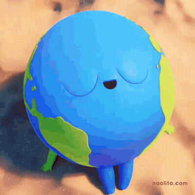 A Cartoon Of The Earth With Its Eyes Closed And A Nose GIF