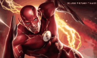 A Cartoon Of The Flash With Lightning Coming Out Of His Chest GIF