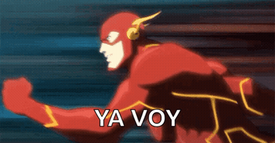A Cartoon Of The Flash With The Words Ya Voy Written Below Him GIF
