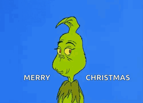 A Cartoon Of The Grinch Says Merry Christmas GIF