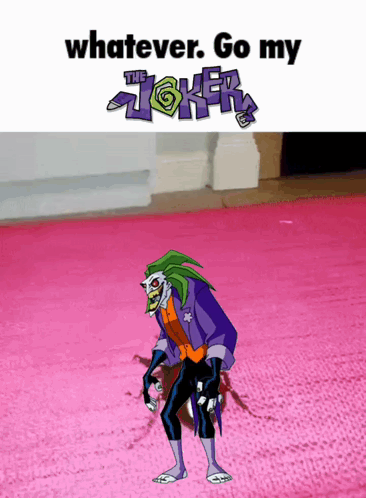 Cartoon Joker On Pink Rug GIF