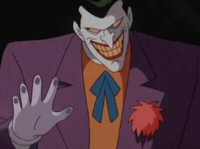 A Cartoon Of The Joker With A Purple Suit And Tie GIF
