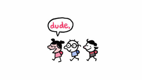 A Cartoon Of Three Children With A Speech Bubble That Says " You Shouldn 'T Admit That Kind Of Stuff " GIF