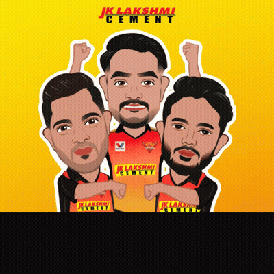 A Cartoon Of Three Men With Jk Lakshmi Cement Written On Their Shirts GIF